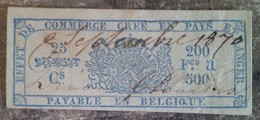 Belgique - Timbre Fiscal - Effet De Commerce Crée En Pays Etranger - 1870 - Francobolli