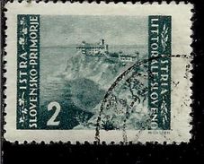 ISTRIA E LITORALE SLOVENO 1945 TIRATURA DI LUBIANA LIRE 2 USATO USED OBLITERE' - Jugoslawische Bes.: Slowenische Küste