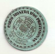 ESPAGNE - 1937 - République Espagnole - CATALOGNE - TARRAGONA - Carto Monéda D'os Provisionas - Monnaie Carton Timbre -  Monnaies De Nécessité