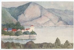 Petite Aquarelle Sur Canson/Non Encadrée/Bord De Lac En Montagne/ Suisse ? Italie?/Vers 1950 - 1960   GRAV230 - Acuarelas