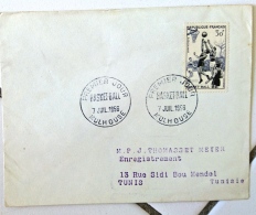 FRANCE Basket Ball, FDC, Enveloppe 1er Jour Yvert N°1072 / 7 Juillet 1956 - Pallacanestro