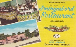 Smorgasbord Restaurant Hot Springs National Park Arkansas, C1940s Vintage Linen Postcard - Hot Springs