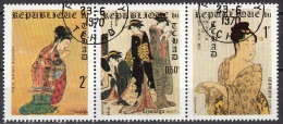 225F Ciad 1970 Japan Expo '70 Japanese Prints Strip Kiyonaga Utamaro Helan Perf. Preoblit. Chad Tchad - 1970 – Osaka (Japón)