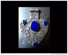 Pendant Turcmène Argent Et Lapis Lazuli / Turkmenistan Silver And Lapis Pendent - Volksschmuck