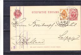 Russie - Carte Postale De 1899 - Entier Postal - Oblit Riga - Exp Vers Leipzig En Allemagne - Briefe U. Dokumente
