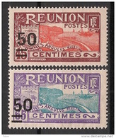 Réunion - 1933 - N°Yv. 123 Et 124 - Timbres Surchargés - Neuf * / MHVF - Ungebraucht