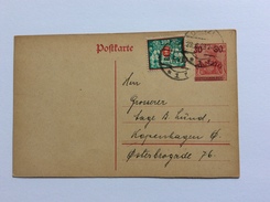 Danzig Ganzsache 1920 Postkarte Michel P7 + Mi. 130  Gestempelt 1923> Dänemark (Poland Polen Brief Cover Denmark - Postal  Stationery