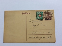 Danzig Ganzsache 1920 Postkarte Michel P5 + Mi. 130  Gestempelt 1923> Dänemark (Poland Polen Brief Cover Denmark - Postwaardestukken