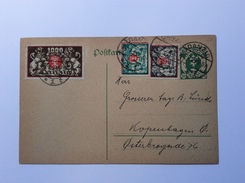 Danzig Ganzsache 1922 Postkarte Michel P20 + Mi. 121, 130F ?, 144 Gestempelt 1923> Dänemark (Poland Polen Brief Cover - Entiers Postaux