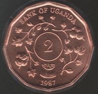 UGANDA 2 SHILLINGS 1987 KM# 28 Dodecagonal 12-sided COIN - Ouganda