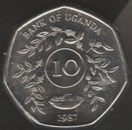 UGANDA 10 SHILLINGS 1987 KM# 29 Heptagonale COIN - Uganda