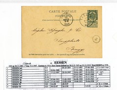 433/25 - Entier Postal Armoiries EESSEN 1896 Vers BRUGGE - On Joint 4 Découpures EP De EESSEN - Postkarten 1871-1909