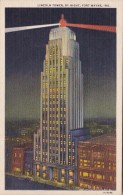 Indiana Fort Wayne Lincoln Tower By Night 1942 Curteich - Fort Wayne