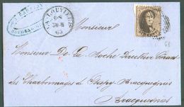N°14 - Médaillon 10 Centimes Brun, Obl. P. 68 Sur Lettre De LA LOUVIERE Le 30-5-1863 Vers Bracquegnies  * Via (verso Cac - 1863-1864 Medallions (13/16)