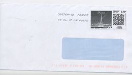 FRANCE - MONTIMBRENLIGNE -  VIGNETTE SUR LETTRE - 0,70LETTRE VERTE "tour Effeil" - Autres & Non Classés