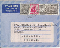 India Aerogramme With Stamps Sent To England 7-1-1974 - Poste Aérienne