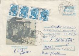 63312- HORSE DRAWN TRAMWAY IN BUCHAREST, REGISTERED COVER STATIONERY, 1995, ROMANIA - Tramways