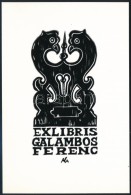 Olvashatatlan Jelzéssel: Ex Libris Galambos Ferenc. Linó, Papír, Jelzett, 15x10 Cm - Other & Unclassified