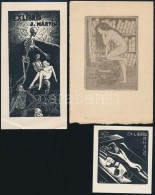 3 Különféle Erotkus Ex Libris 1945 ElÅ‘ttiek, Fametszet, Linó, Klisé. Jelzett A... - Other & Unclassified