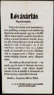 1854 Hirdetmény Lóvásárlás Tárgyában 24x34 Cm - Sonstige & Ohne Zuordnung