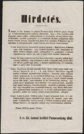 1853 Buda.Pest és Óbuda Területén RögtönítélÅ‘... - Sonstige & Ohne Zuordnung