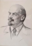 Lenin Portré, üvegezett Fa Keretben, A Kereten Sérülések, Képméret:... - Unclassified