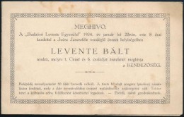 1934 Budaörsi Levente Bál Meghívója - Sin Clasificación