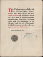 1929 A Lipcsei Egyetem Filozófia Szakának Filozófia Doktori Oklevele Magyar Személy... - Unclassified