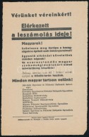 Cca 1920 'Vérünket Véreinkért! Elérkezett A Leszámolás Ideje!',... - Sin Clasificación