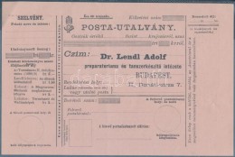 1898-1899 Posta-utalvány Dr. Lendl Adolf Orvos-író Nevére Kiállítva - Non Classés