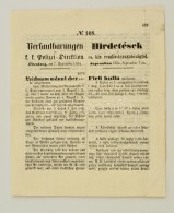 1854 Sopron, Hirdetések Cs. Kir. RendÅ‘r Igazgatóságtól, Benne... - Ohne Zuordnung