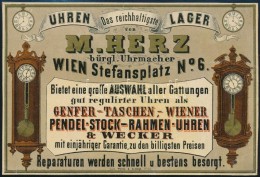 Cca 1870 M. Herz Bácsi órás Litografált Reklám Címkéje / Vienna... - Advertising