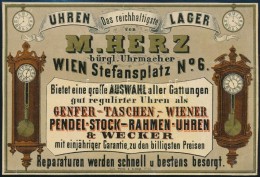 Cca 1870 M. Herz Bácsi órás Litografált Reklám Címkéje / Vienna... - Werbung