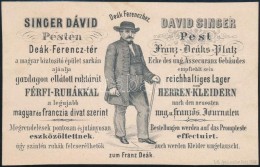 1866 Budapest V. Deák Ferenchez Címzett Férfi Ruhabolt Singer Dávid, Deákot... - Advertising