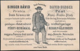 1866 Budapest V. Deák Ferenchez Címzett Férfi Ruhabolt Singer Dávid, Deákot... - Publicités