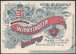 1914 Budapest VII. Winkelhoffer CipÅ‘készítÅ‘ Díszes Reklám Kártya,... - Advertising