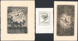 3 Db Madaras Ex Libris Rézkarc, Papír, Jelzett  Tramontin 11x10 Cm / Bird Bookplates. 3 Etchings - Other & Unclassified
