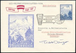 1958 Frieda Dänzer (1930-2015) Svájci Alpesi SízÅ‘ Aláírása Sí FDC-n... - Other & Unclassified