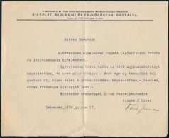 TörÅ‘ Imre (1900-1993) Magyar Orvos, Hisztológus Aláírt Levele - Otros & Sin Clasificación