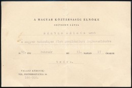 1949 Meghívó Szakasits Árpád Köztársasági Elnökhöz... - Unclassified