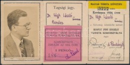 1934 A Magyar Turista Szövetség Fényképes Tagsági Igazolványa - Non Classificati