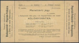 1903 Menettérti Jegy Poprád-Felkára MenÅ‘ Különvonatra. A Magyar Lovaregylet... - Non Classificati
