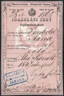 1868 Igazolási Jegy Alsórönöki Szolgáló Részére - Sin Clasificación