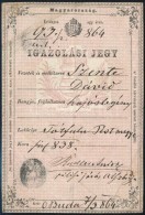 1864 Igazolási Jegy Hajóslegény Részére - Non Classificati