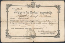 1864 Fegyvertartási Engedély Csörötneki Lakos, Uradalmi ErdÅ‘s Részére 72kr... - Non Classificati