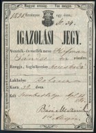 1861 Igazolási Jegy Rohonci KereskedÅ‘ Részére / German-Hungarian ID For Reichnitz Trader - Non Classés