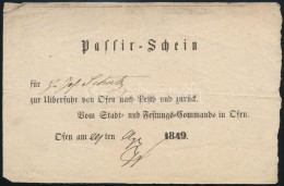 1849 Átkelési Engedély Budáról Pestre és Vissza (a... - Non Classificati