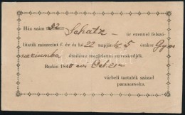 1848 Buda A Várbéli Tartalék Század Parancsnokának Behívója... - Non Classificati