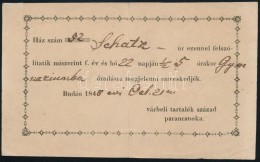 1848 Buda A Várbéli Tartalék Század Parancsnokának Behívója... - Ohne Zuordnung