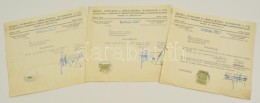 1944 3 Db Számla  Egész, Felezett, Negyedelt Okmánybélyegekkel - Unclassified